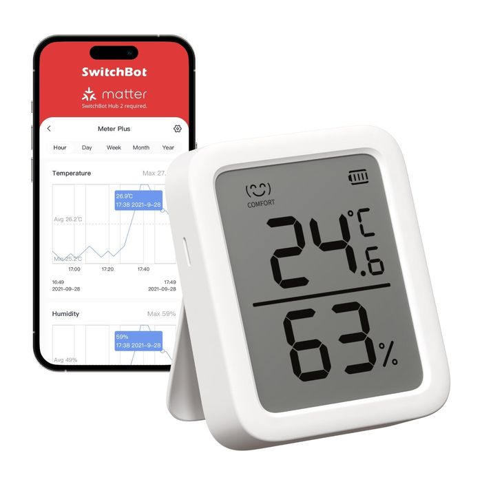 SwitchBot Meter Plus (Bluetooth, LCD) Smart Термометър и Хигрометър