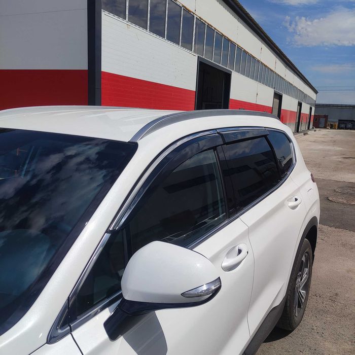 Дефлекторы дверей с хром молдингом для Hyundai Santa Fe (2018-) Астана