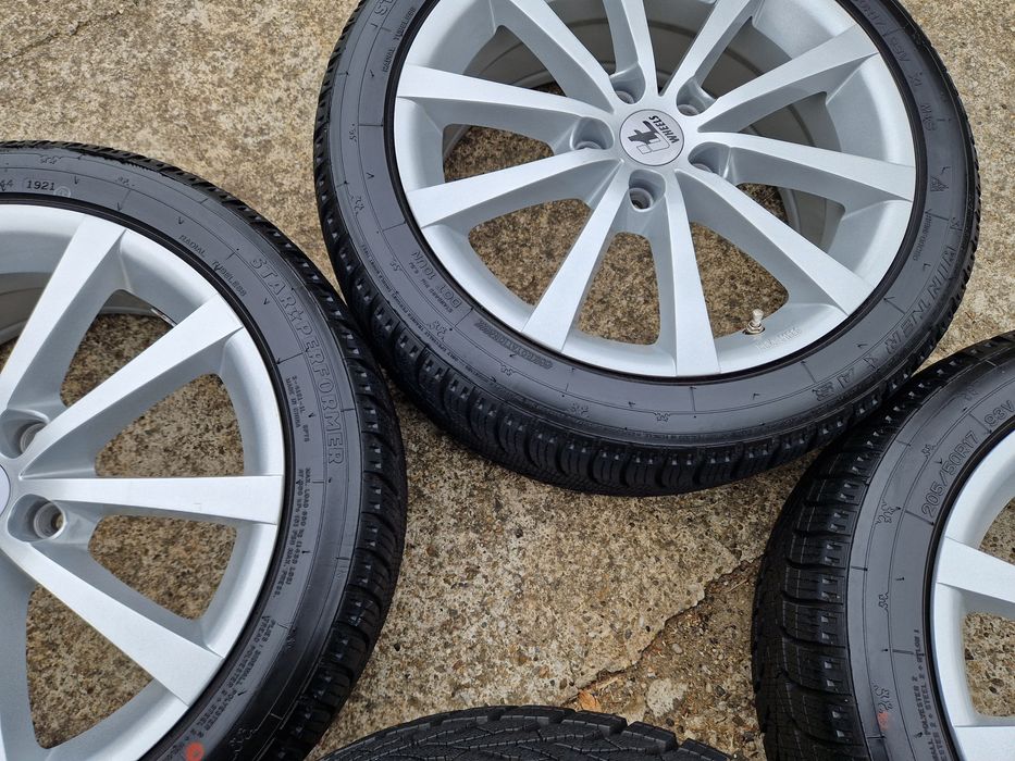 Jante 5x112 Vw Golf 6-7 Skoda Octavia 3 anvelope iarna 205 50 17