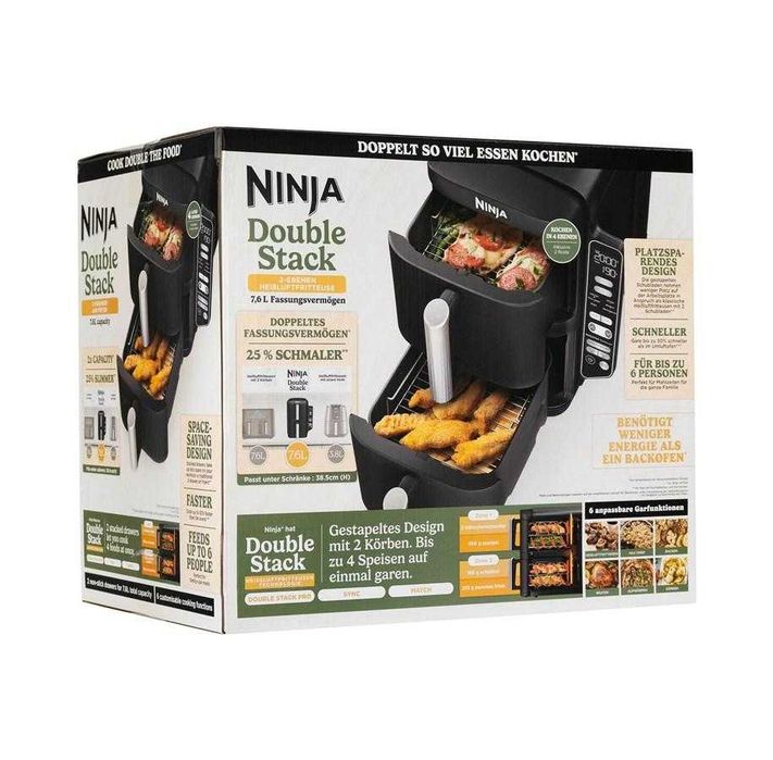 Friteuza cu Aer Cald Ninja Double Stack SL300, 7.6L, 2470W, 2 Sertare