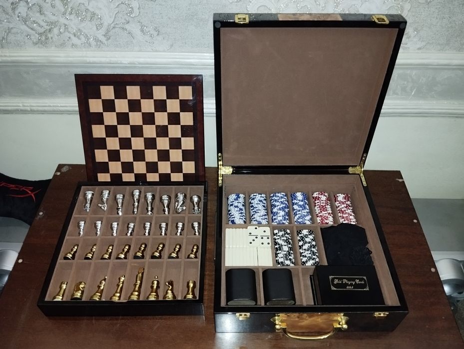 Элитный игровой набор 5 в 1 (шахматы, шашки, нарды, домино, покер)
