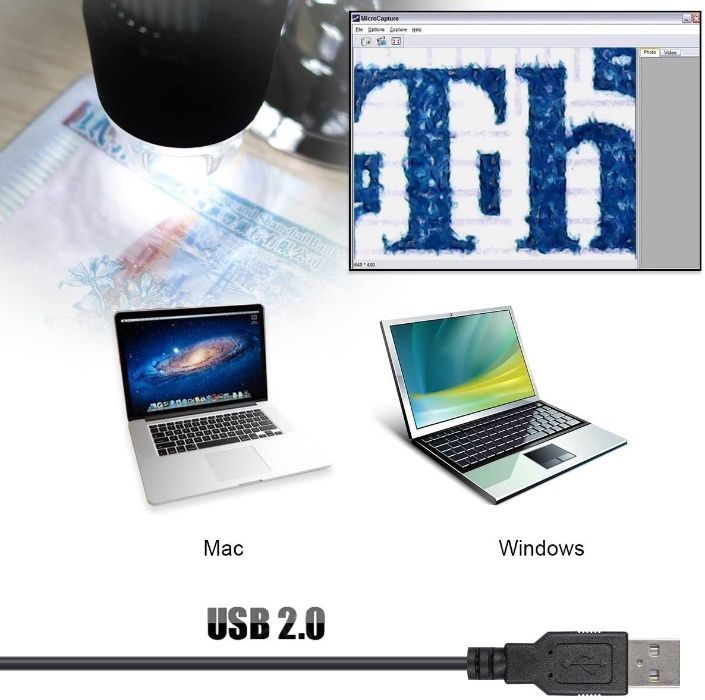 Дигитален USB микроскоп за наблюдение през телефон и компютър