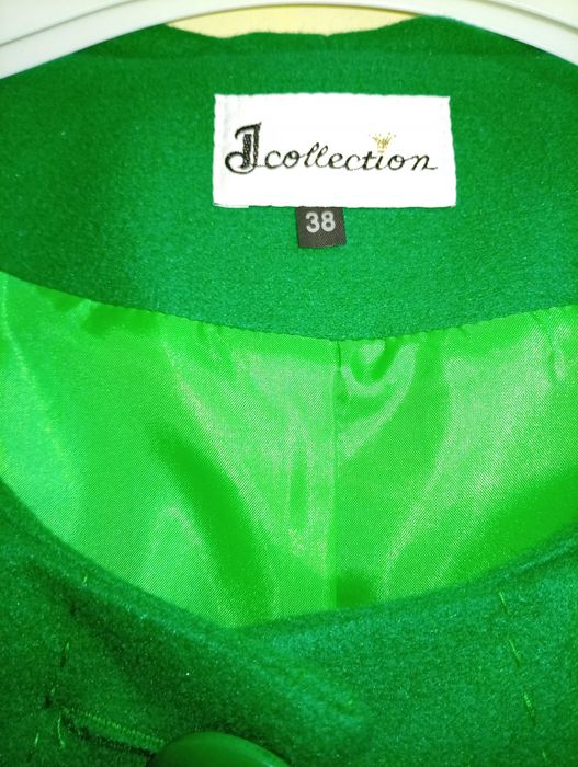 Jachetă culoarea verde, din lana și poliester, noua