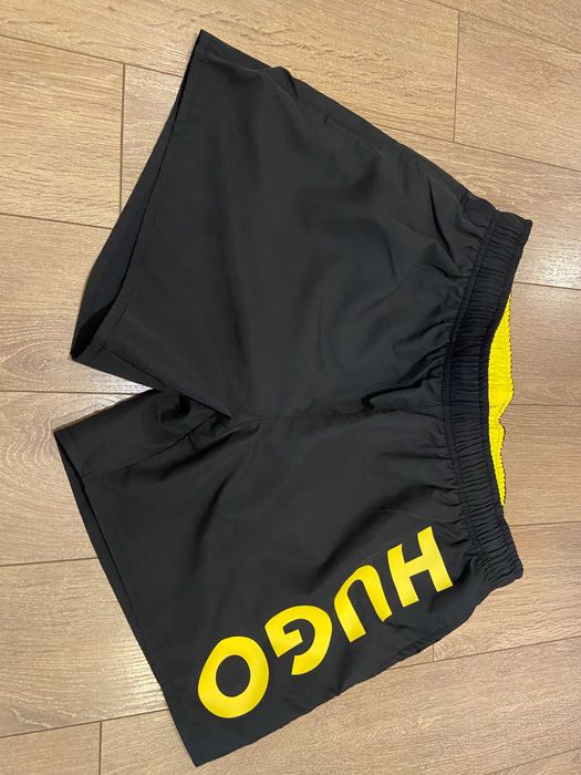Оригинални плувни шорти HUGO BOSS с лого -черни, размери: XS, S, M, L, XL и XXL