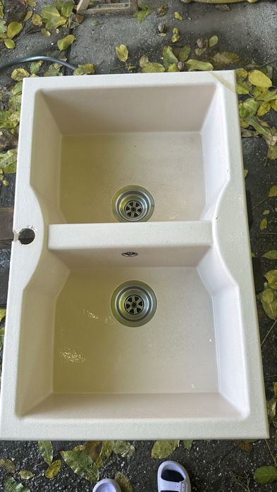 Vand chiuveta dubla din ceramica - crem