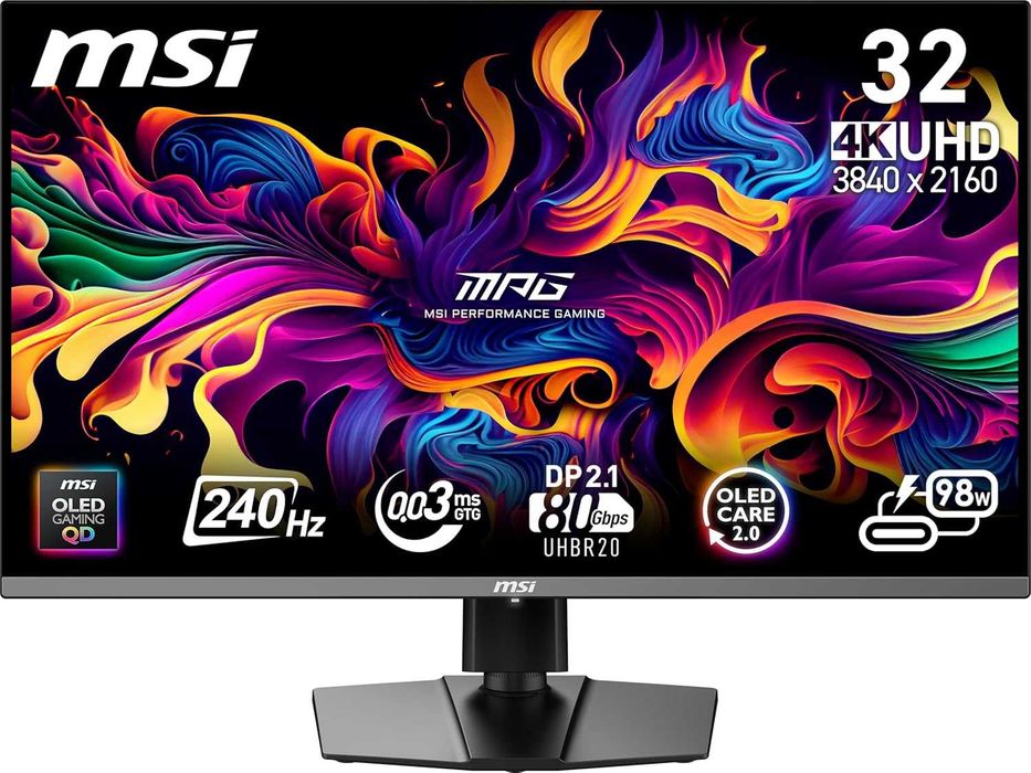 Monitor MSI MPG 322URX QD-OLED, 31.5 inch, UHD, 240 Hz, 0.03 ms, Negru