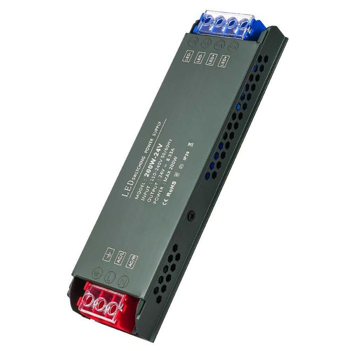 НОВ! Ултратънък LED трансформатор 220V > 24V, 200W – безшумен драйвер