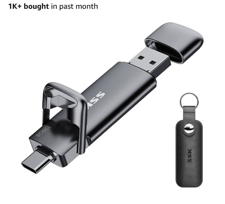 SSK SD301 128GB Dual USB C Flash Drive,2-in-1 Type C+ USB A