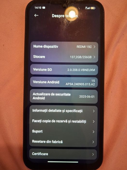 Vând Redmi 15 c 256 GB