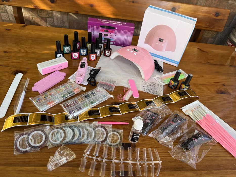 Комплект за маникюр гел лак електрическа пила uv led печка изглаждане