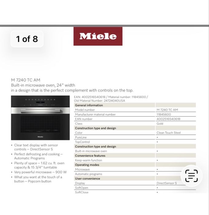 Cuptor microunde inox Miele M7240