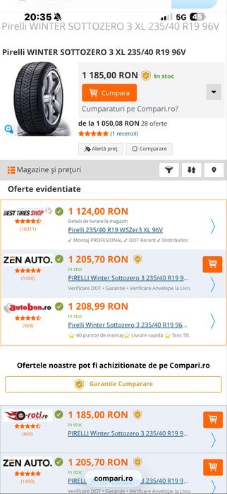 4 anvelope iarna ca NOI 235/40/19 , Pirelli , 8 mm !