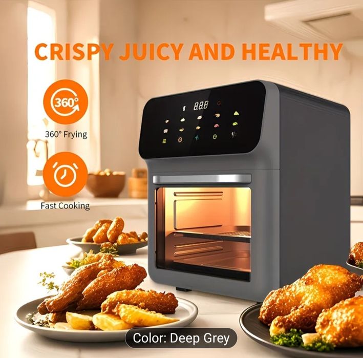 Air fryer, airfryer 9L cu dubla coacere si geam