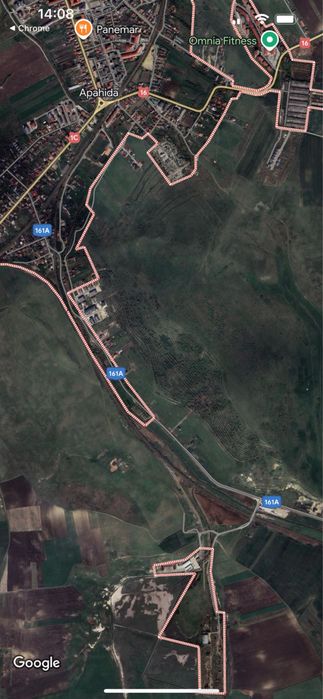 Teren intravilan 17.000 mp – Apahida – front 76 m la drum județean asfaltat – ideal dezvoltare rezidențială sau industrială – expunere sudică