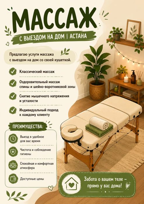 Массаж с выездом Астана