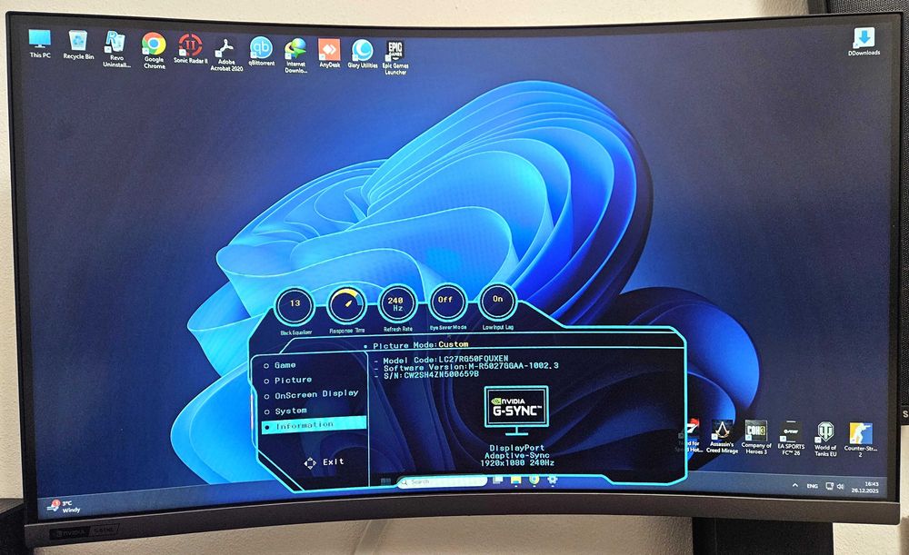 Monitor Curbat Gaming Samsung LC27RG50 27” G-Sync 240Hz Stare perfecta