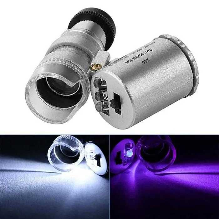 Джобен микроскоп N0.9882, в калъф, с LED и UV осветление, коефициент на увеличение 60X