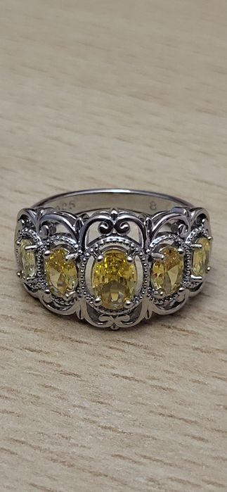 Inel argint elegant cu zirconii galbene model arăbesc nr.8-18.1 mm