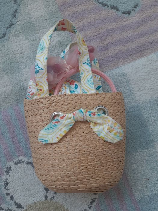 Лятна детска жълта рокля с чанта и колан 4-5 години