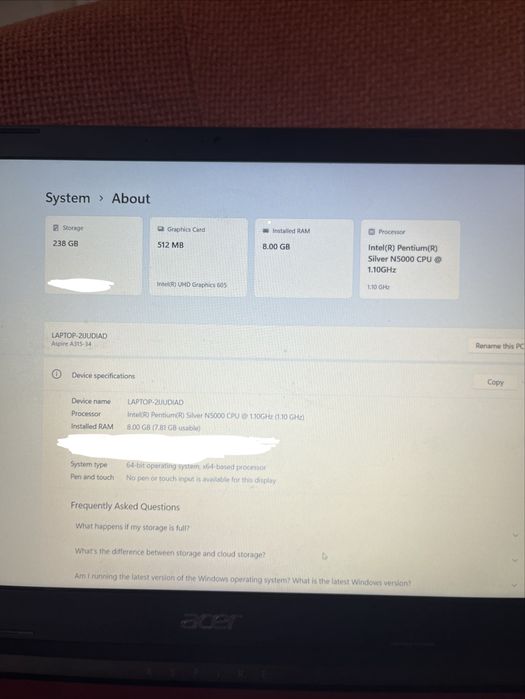 Лаптоп Aser Aspire 3