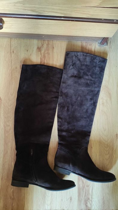 Vero cuoio италиански високи ботуши естествен велур и кожа н.39 и 1/2