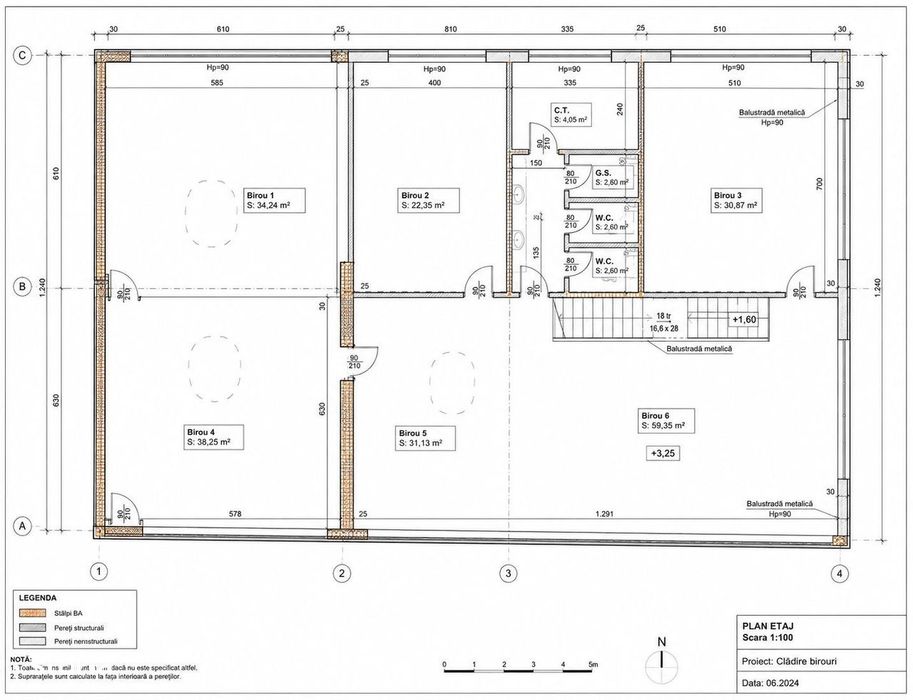 5 euro/mp! Spatiu birouri/comercial de inchiriat, zona Pod Ira