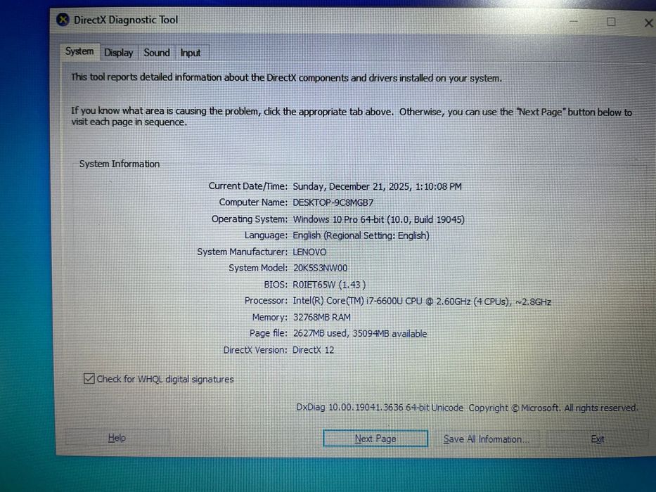 Lenovo thinkpad x270 i7