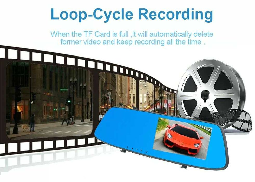 Топ цена! Видеорегистратор огледало+задна камера, FHD, G-Sensor, Audio