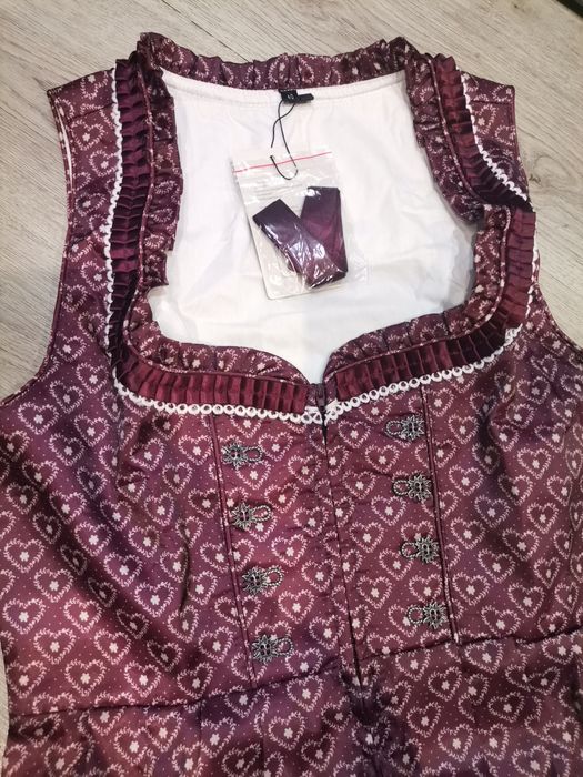 KOJOOIN Dirndl Дамска  традиционна рокля с дантелена престилка от 2 ча