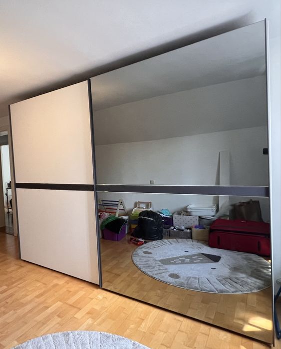 Dressing/Dulap 280/223/66 cm 2 usi culisante alb/oglinda NOLTE