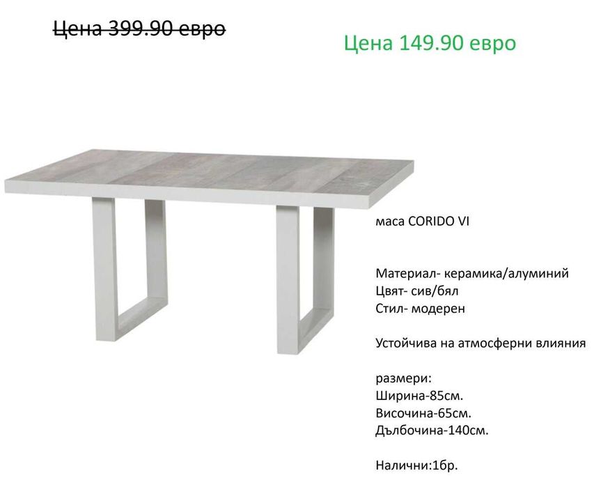 РАЗЧИСТВАМЕ СКЛАДА  маси от 39.90 евро