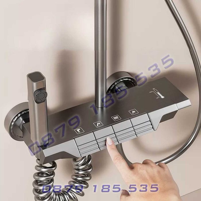 Луксозна душ система пиано бутони 4 функции никел модерна баня