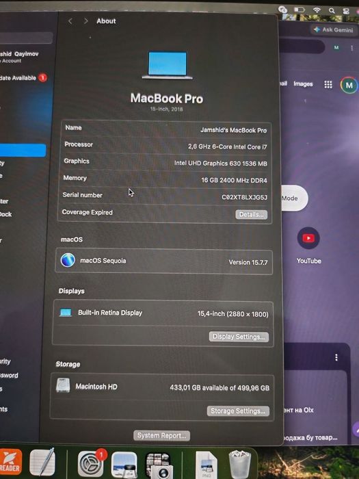 Macbook core i7 16gb / 512gb