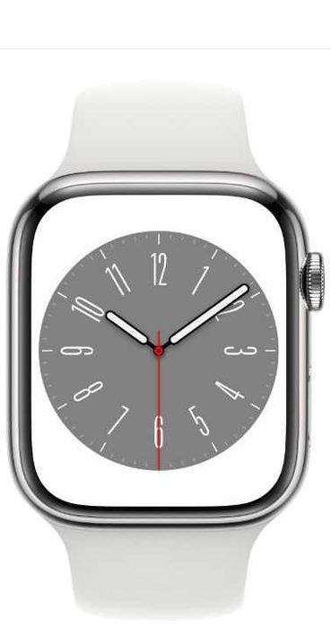 Смарт часовник Apple - Watch S8, Cellular, 45mm, Silver/White -