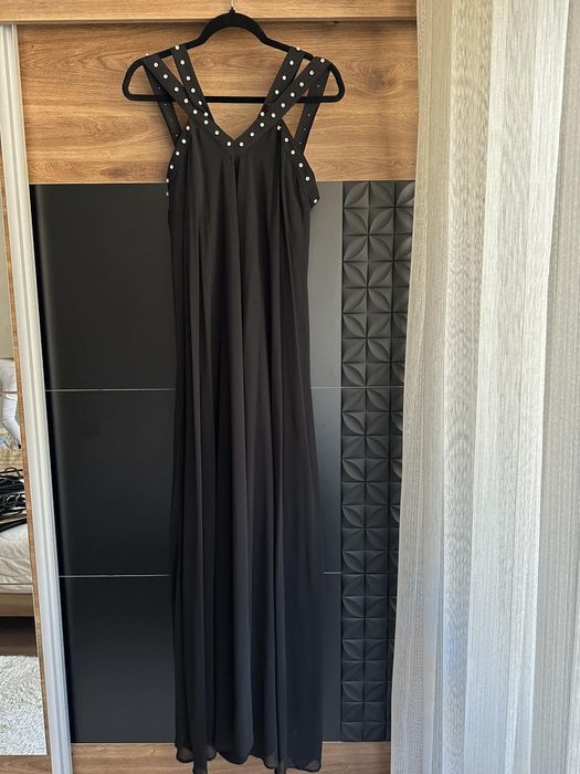 Дълъг черен гащеризон/рокля
