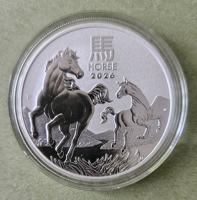 Сребърна монета, австралийски лунар, Кон, 1 унция, 2026 г.