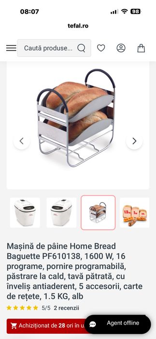 Mașină de pâine Home Bread Baguette PF610138, 1600 W, 16 programe,