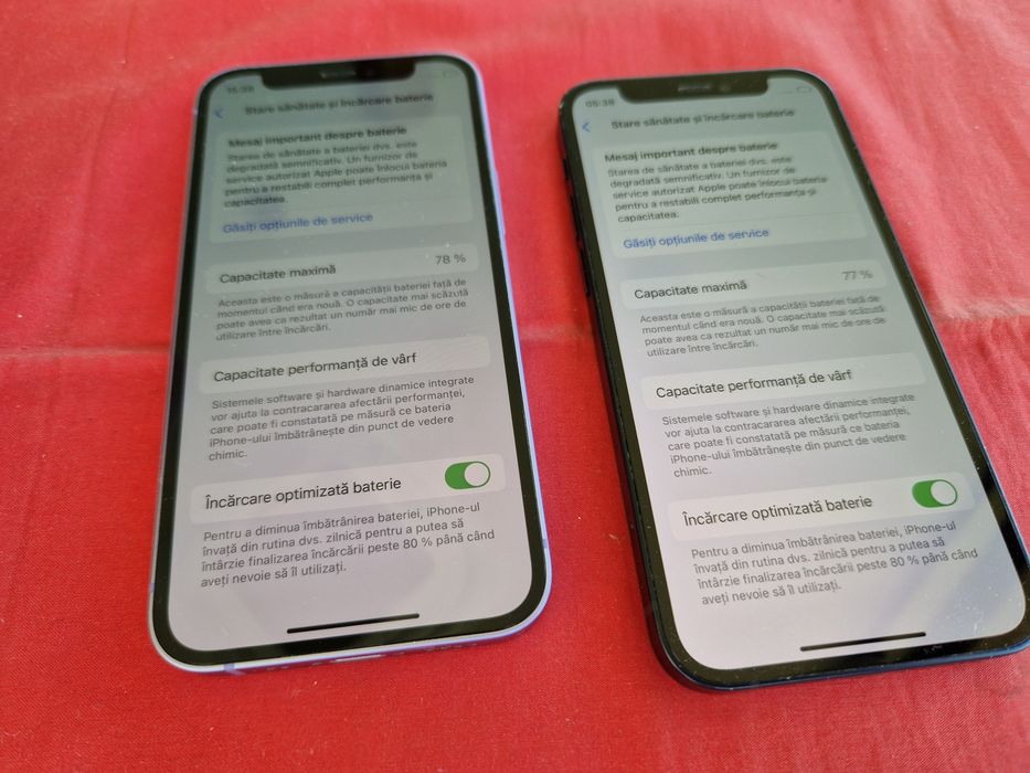 -Iphone 12Mini Black Purple 128Gb-64Gb 4Ram Bat: 78%-77% stare foarte buna poze reale doar telefonul nici o reparatie/interventie nici o res