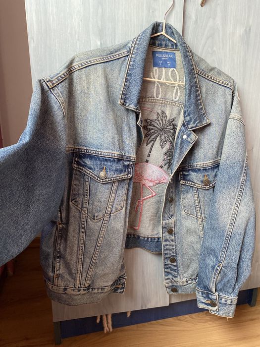 Geaca de blugi cu model brodat in partea din spate, marimea S