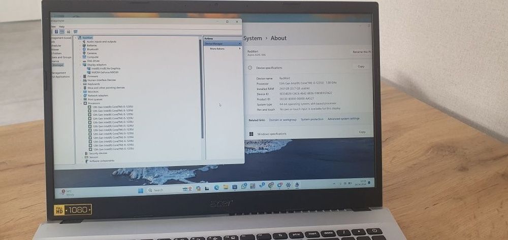 Acer notebook. Intel core i5 12-avlod. Videokartalik.