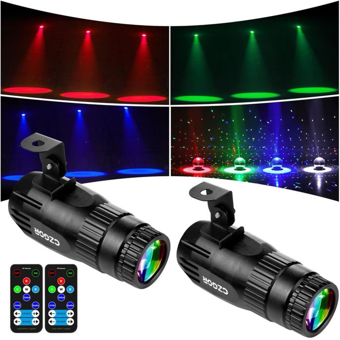 Proiectoare LED RGBW 15W Pin Spot 4 în 1 cu telecomandă