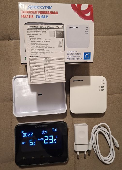 Termostat pentru centrala  programabil fara fir cu wi-fi compatibil Tuya si SmartLife