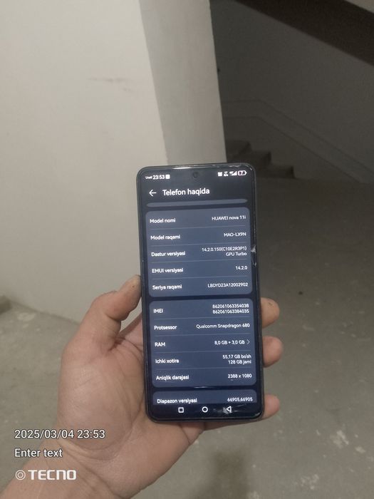 Huawei nova 11 i 8+3. 128gb xotira 60fps.