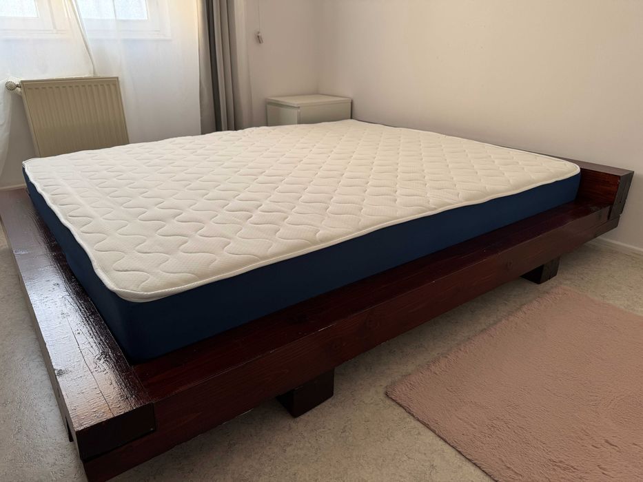 Pat matrimonial din lemn masiv 160x200 + saltea
