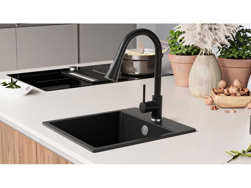 Кухненска Мивка от гранит модел Рига 45 XL 430 x 500 mm - Черна