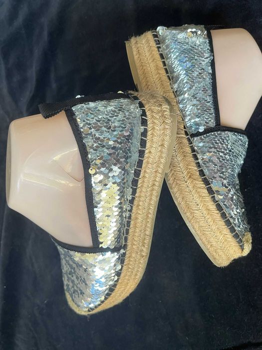 Espadrile paiete argintii talpa sfoara si cauciuc ZARA