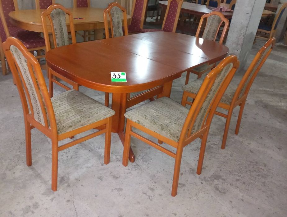 Комплект масивна разтегателна маса с 6 стола- Автомат.
Внос.
Размери: