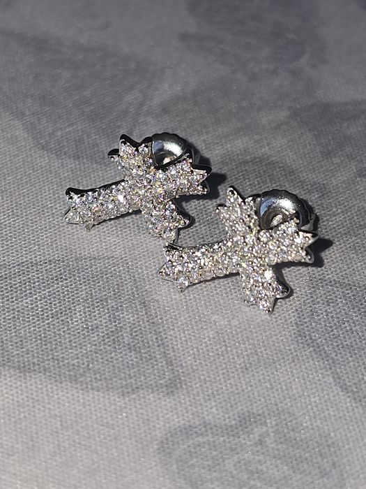 Moissanite Cross Earrings Silver Сребърни Обеци Обици Мойсанит