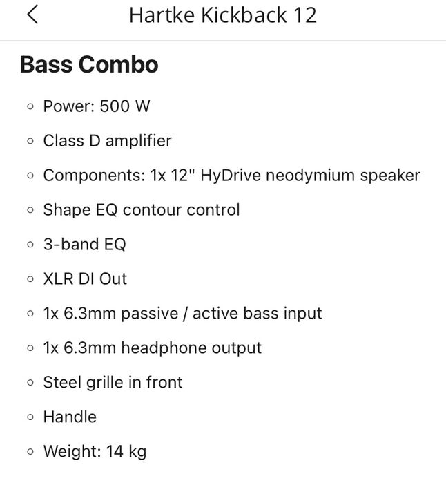 Басовый усилитель комбо Hartke Kickback KB 12