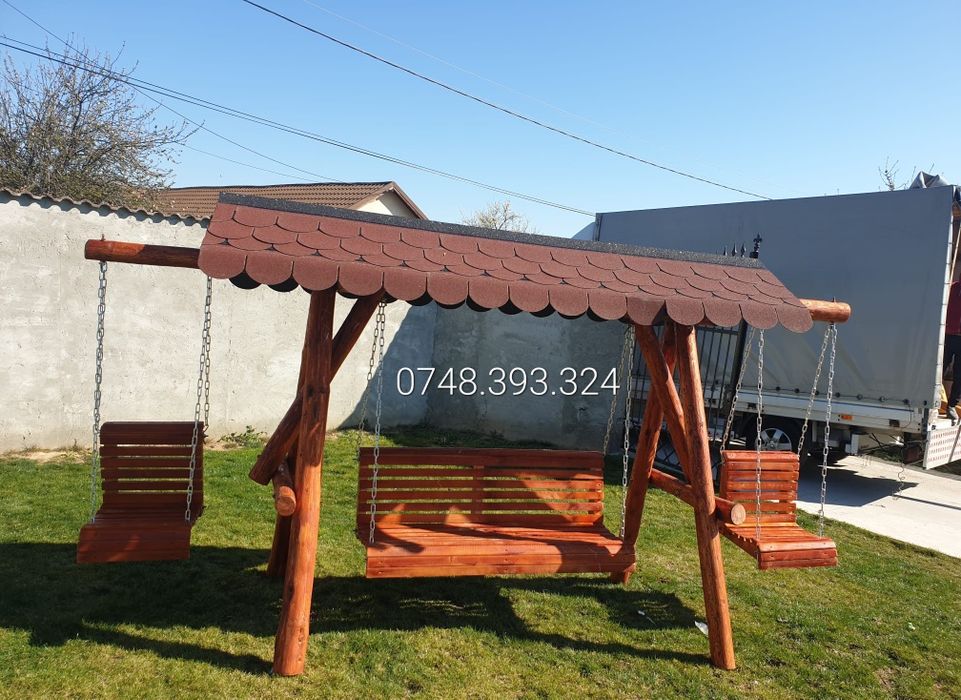 Balansoar  leagan  lemn  masiv  masa  cu  băncuțe